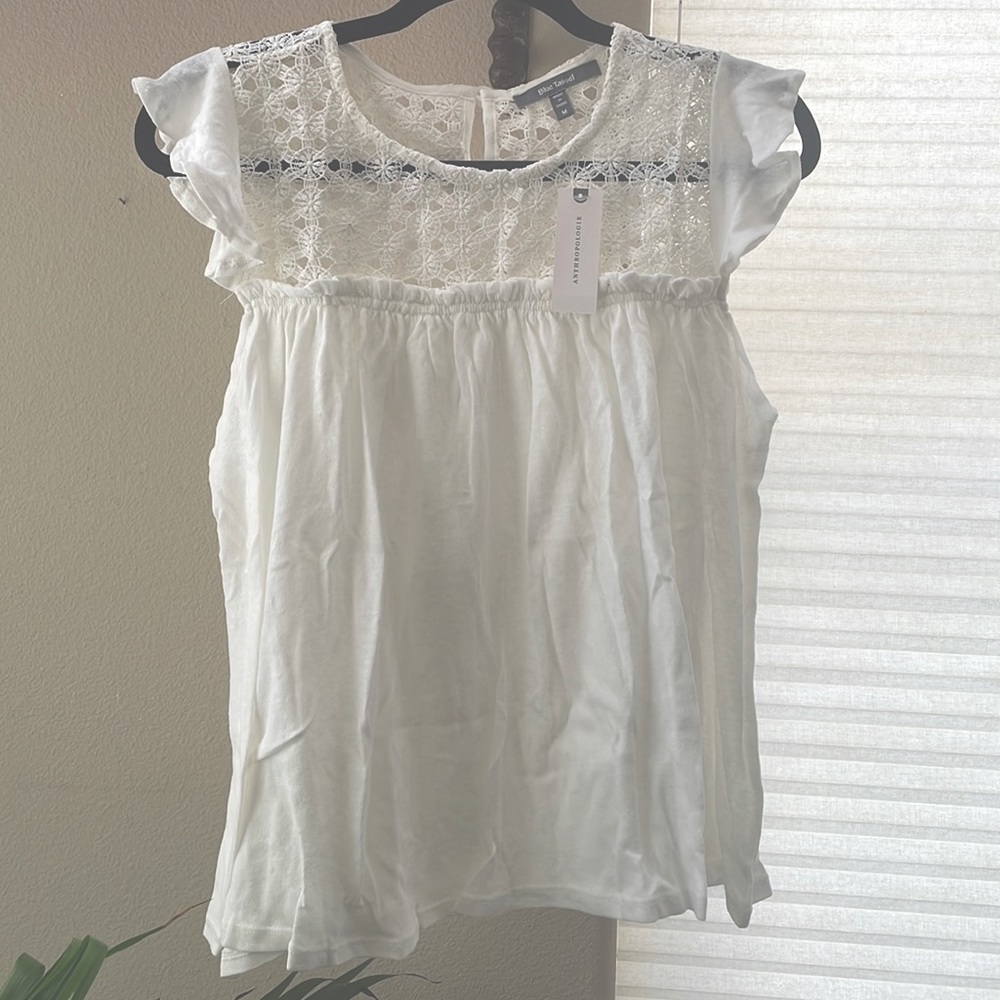 NWT Anthropologie Embroidered Soft Pleated Blouse
